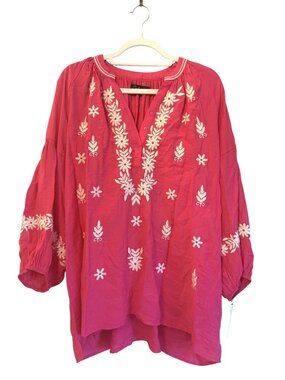 NWT Calessa Pink Embroidered Tunic Shirt Size 1X [jb]